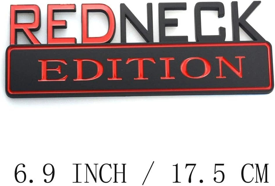 2pcs REDNECK EDITION CAR EMBLEM Chrome Badge 3D Sticker Decal (Red/black)