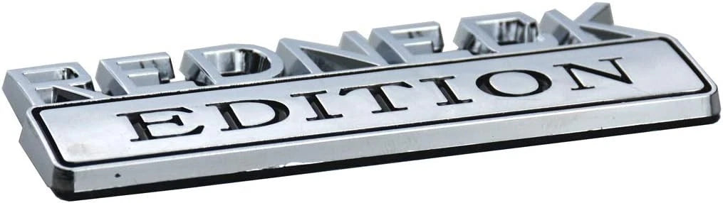 2 PACK REDNECK EDITION EXTERIOR EMBLEM CAR TRUCK BOAT DECAL (Chrome/Black)