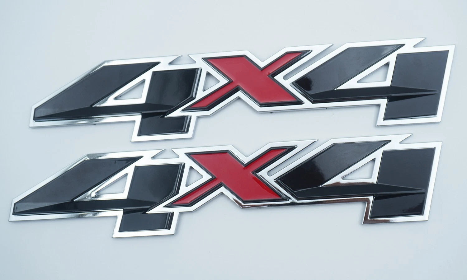 2PC 4X4 Emblems Fit for 2007-2023 Silverado Sierra Red Black Chrome