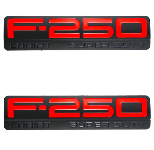 Fit for F250 Lariat 2005-2007 Super Duty Emblem 3D Badge RED BLACK  2pc