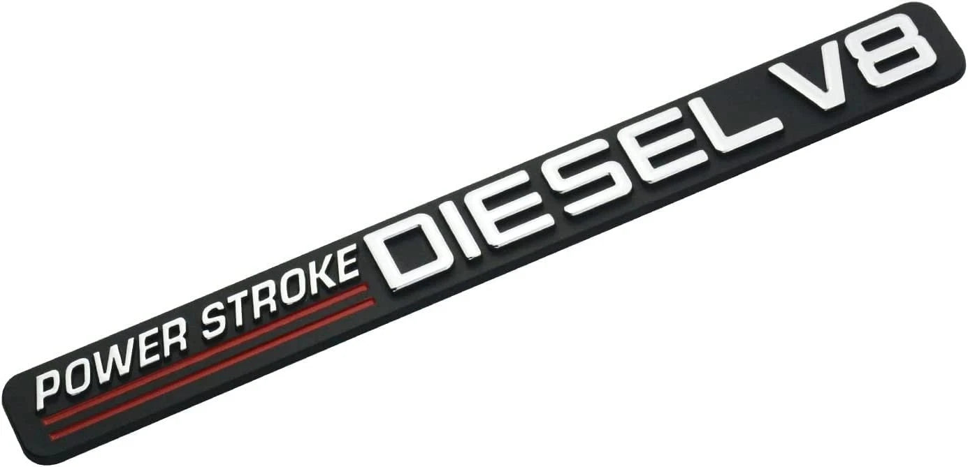 2Pc Chrome Red Front Door Turbo Diesel V8 Emblem FIT F-Trucks Powerstroke
