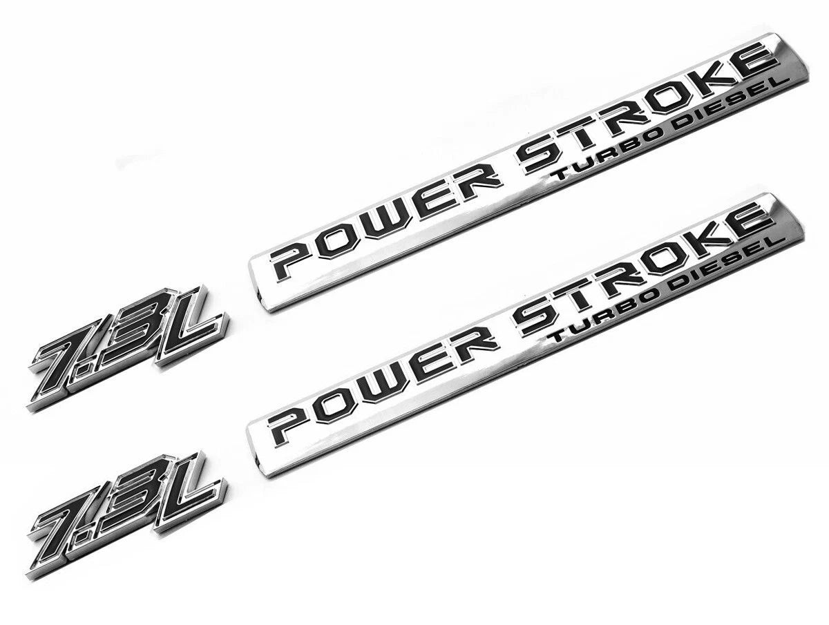 4Pc Chrome Black Door 7.3L Turbo Diesel Emblem FIT F-Trucks Powerstroke Kit