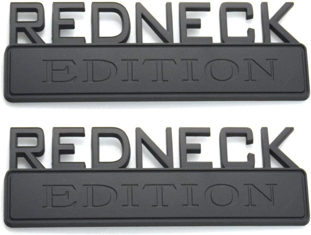 2pcs REDNECK EDITION CAR EMBLEM Chrome Badge 3D Sticker Decal (Matte Black)