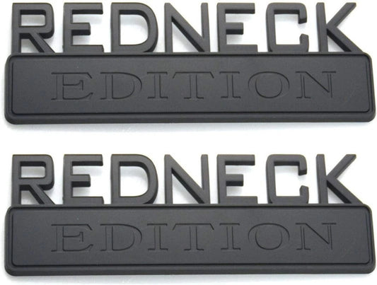 2pcs REDNECK EDITION CAR EMBLEM Chrome Badge 3D Sticker Decal (Matte Black)