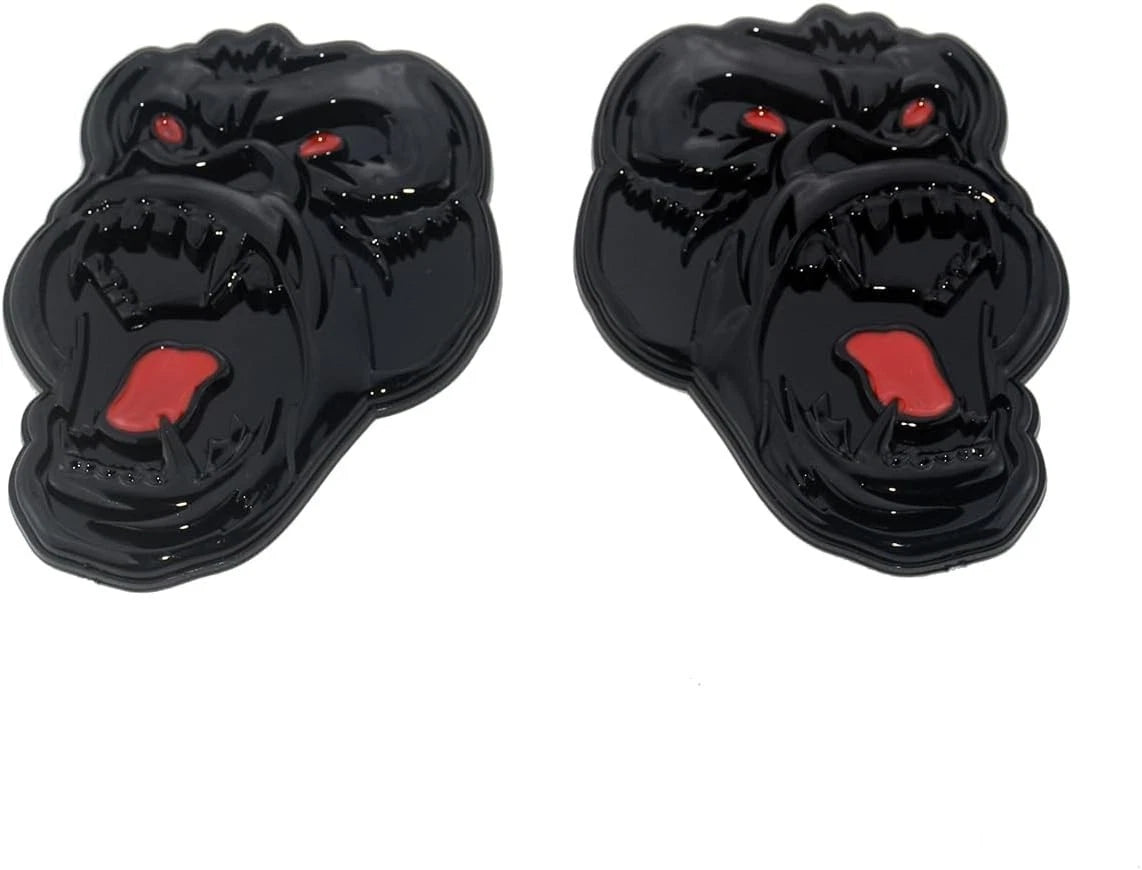2 Pcs Metal ngry Gorilla Ape Angry Side Rear Emblems 3D Badge Car (Black Red)