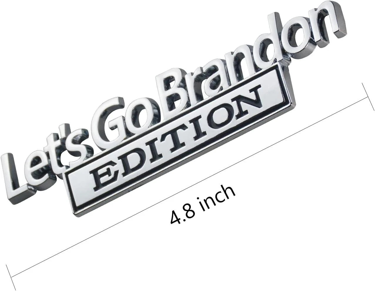 2PCS Let's Go Brandon Edition Emblem Letters Badge Truck Adhesive Chrome BlacK