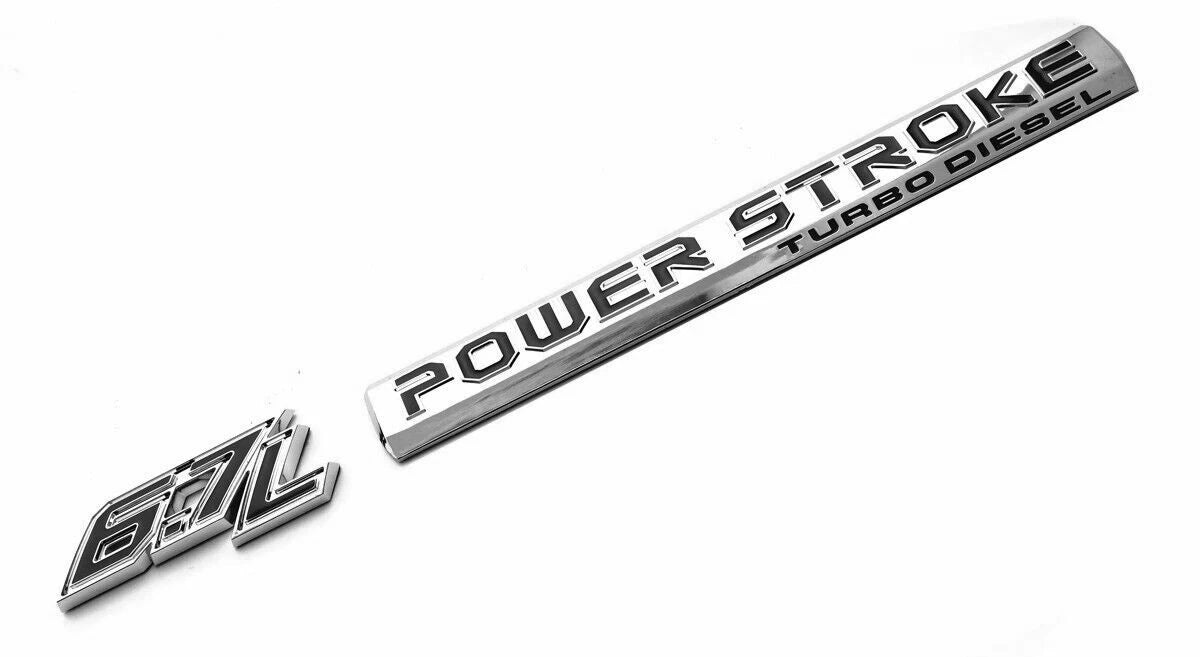 4Pc Chrome Black Door 6.7L Turbo Diesel Emblem FIT F-Trucks Powerstroke Kit