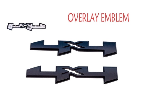 2PC 4X4 Overlay Emblems Fit for 19-24 Sierra 1500 2500HD 3500HD Matte Black