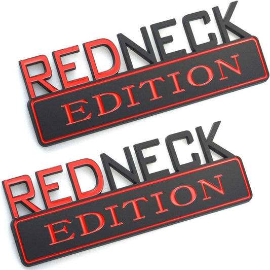 2pcs REDNECK EDITION CAR EMBLEM Chrome Badge 3D Sticker Decal (Red/black)