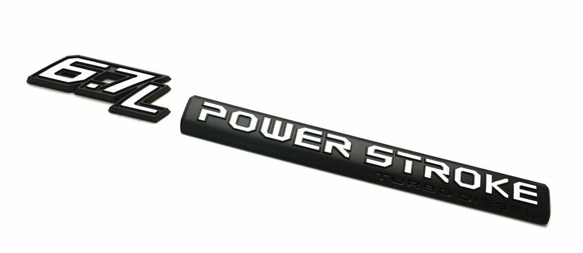 4Pc Black White Door 6.7L Turbo Diesel Emblem FIT F-Trucks Powerstroke Kit