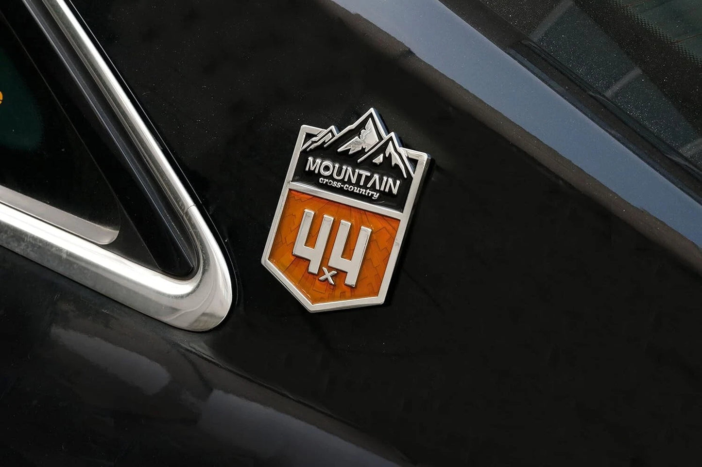 1Pc 4x4 Mountain Cross Country Emblem for Off-Road Vehicle (Silver Blue)