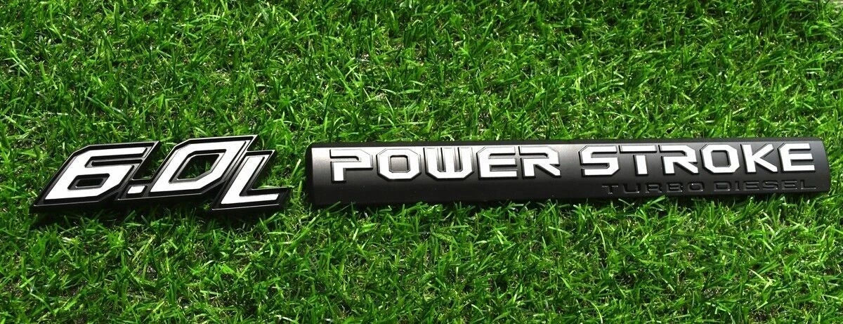 4Pc Black White Door 6.0L Turbo Diesel Emblem FIT F-Trucks Powerstroke Kit