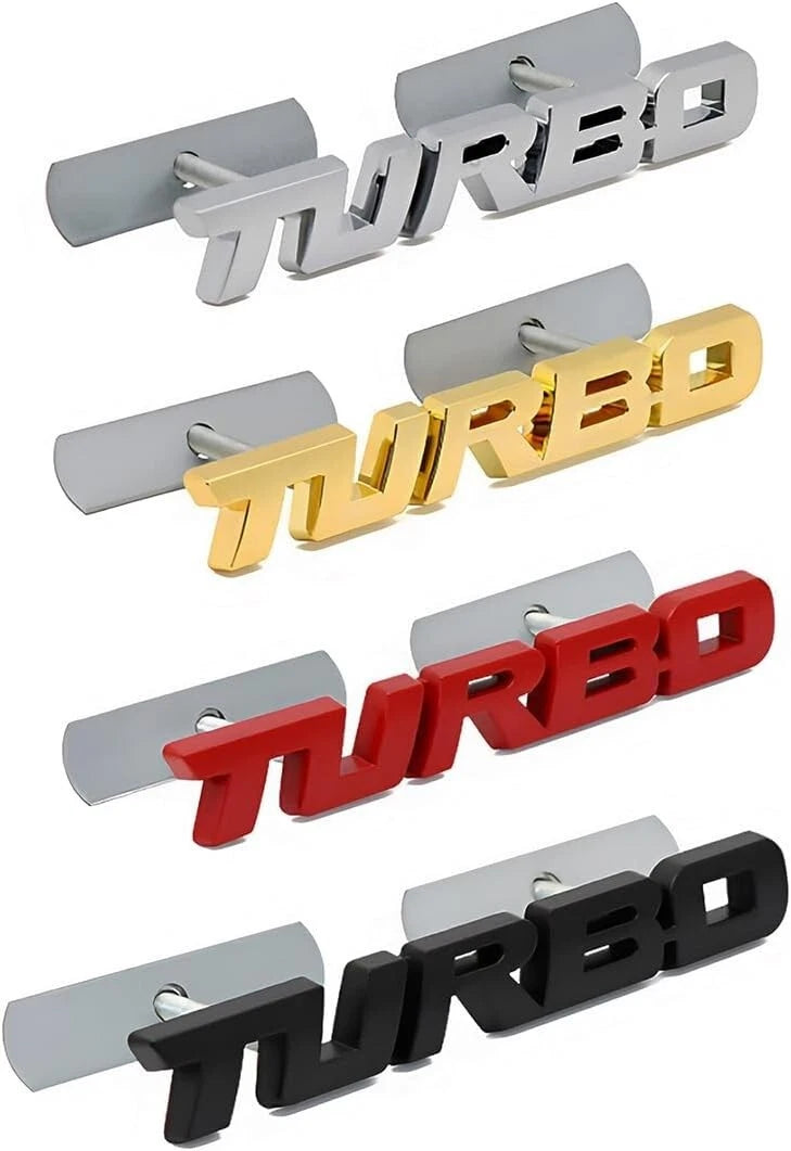 1X Metal Turbo Grille Front Emblem 3D Badge Sticker  for Universal Cars (Silver)