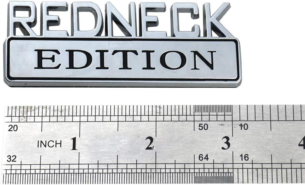 2 PACK REDNECK EDITION EXTERIOR EMBLEM CAR TRUCK BOAT DECAL (Chrome/Black)