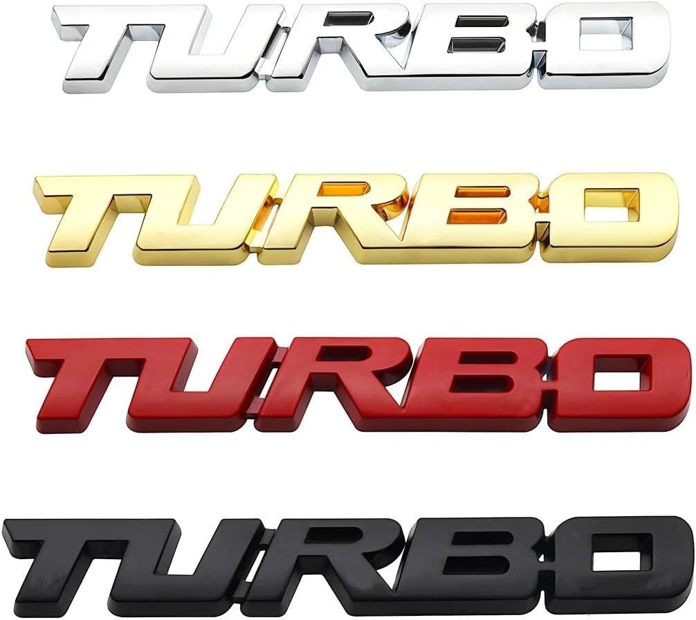 2Pcs Metal Turbo Front Hood Side Body 3D Emblem Badge for Universal Cars (Gold)