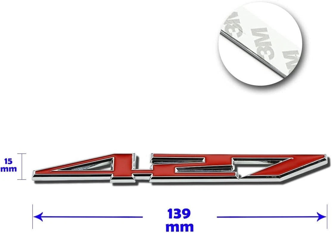 2X 427 Aluminum Emblem Badge Decal Red & Silver for Z06-C6 427 CI (Silver Red)