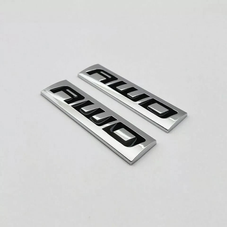 2pcs Metal AWD Emblem All Wheel Drive Badge Car Trunk Lid Sport (Silver Black)