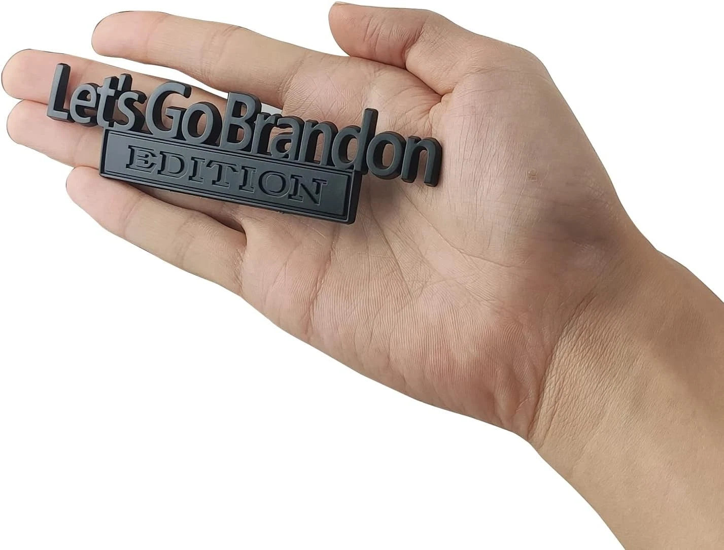 2PCS Let's Go Brandon Edition Emblem 3D Letters Badge Truck Adhesive Matte Black