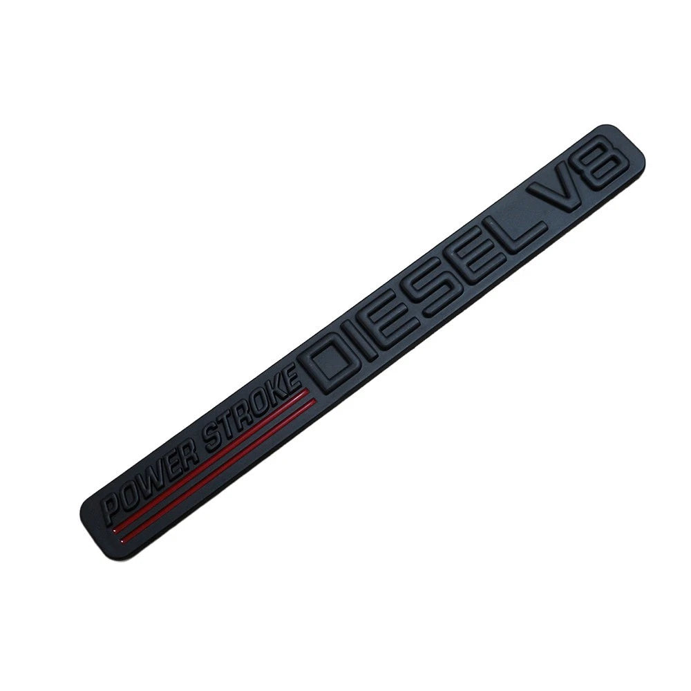 2Pc Black Red Front Door Turbo Diesel V8 Emblem FIT F-Trucks Powerstroke