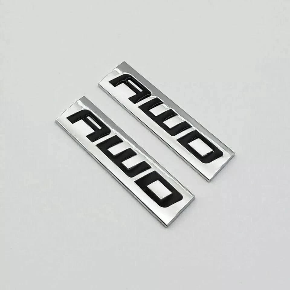 2pcs Metal AWD Emblem All Wheel Drive Badge Car Trunk Lid Sport (Silver Black)