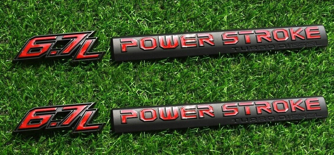 4Pc Black Red Door 6.7L Turbo Diesel Emblem FIT F-Trucks Powerstroke Kit