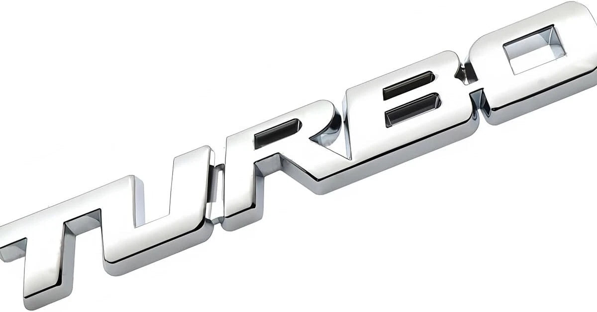 2Pcs Metal Turbo Front Hood Side Body 3D Emblem Badge for Universal Cars Silver