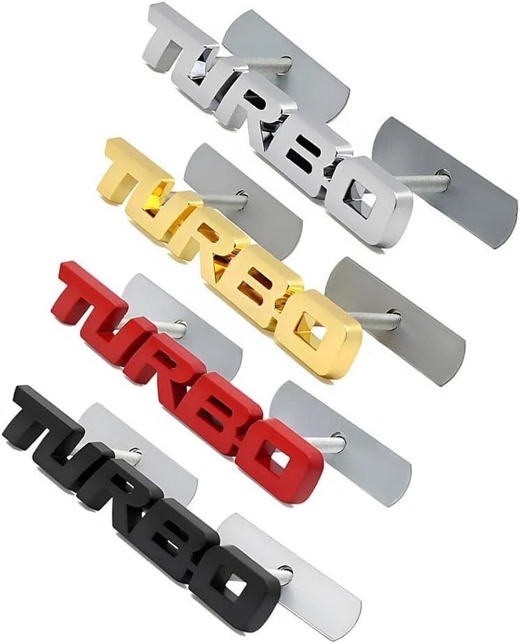 1X Metal Turbo Grille Front Emblem 3D Badge Sticker  for Universal Cars (Silver)