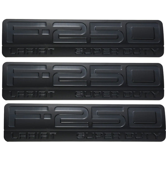 Fit for F250 Lariat 2005-2007 Super Duty Emblem 3D Badge ALL BLACK 3pc