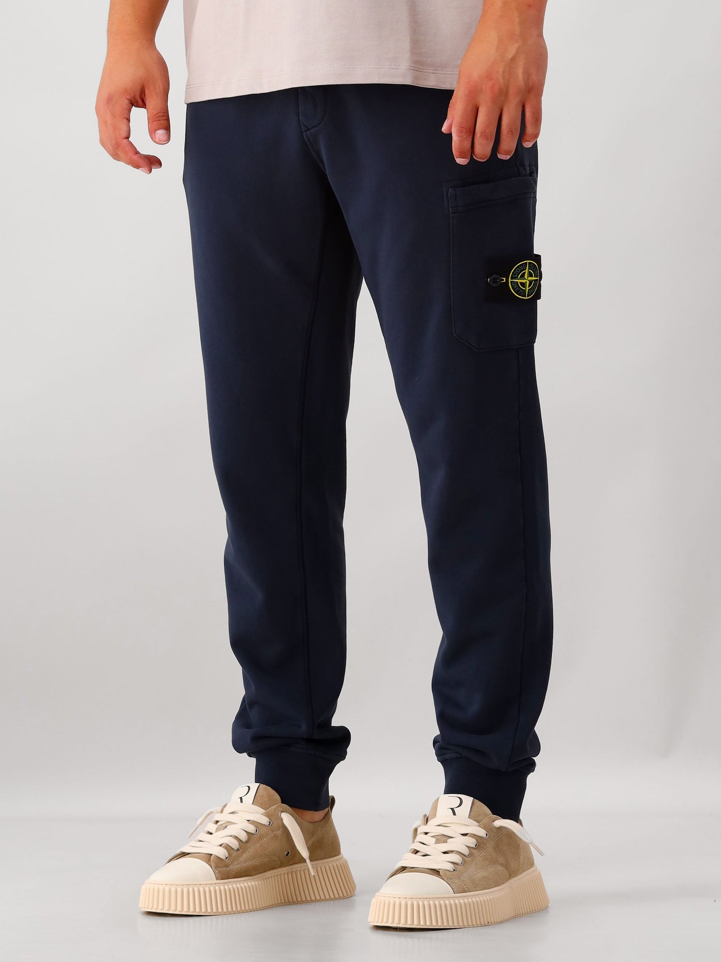 Stone Island Broek Blauw Felpa Pantalone