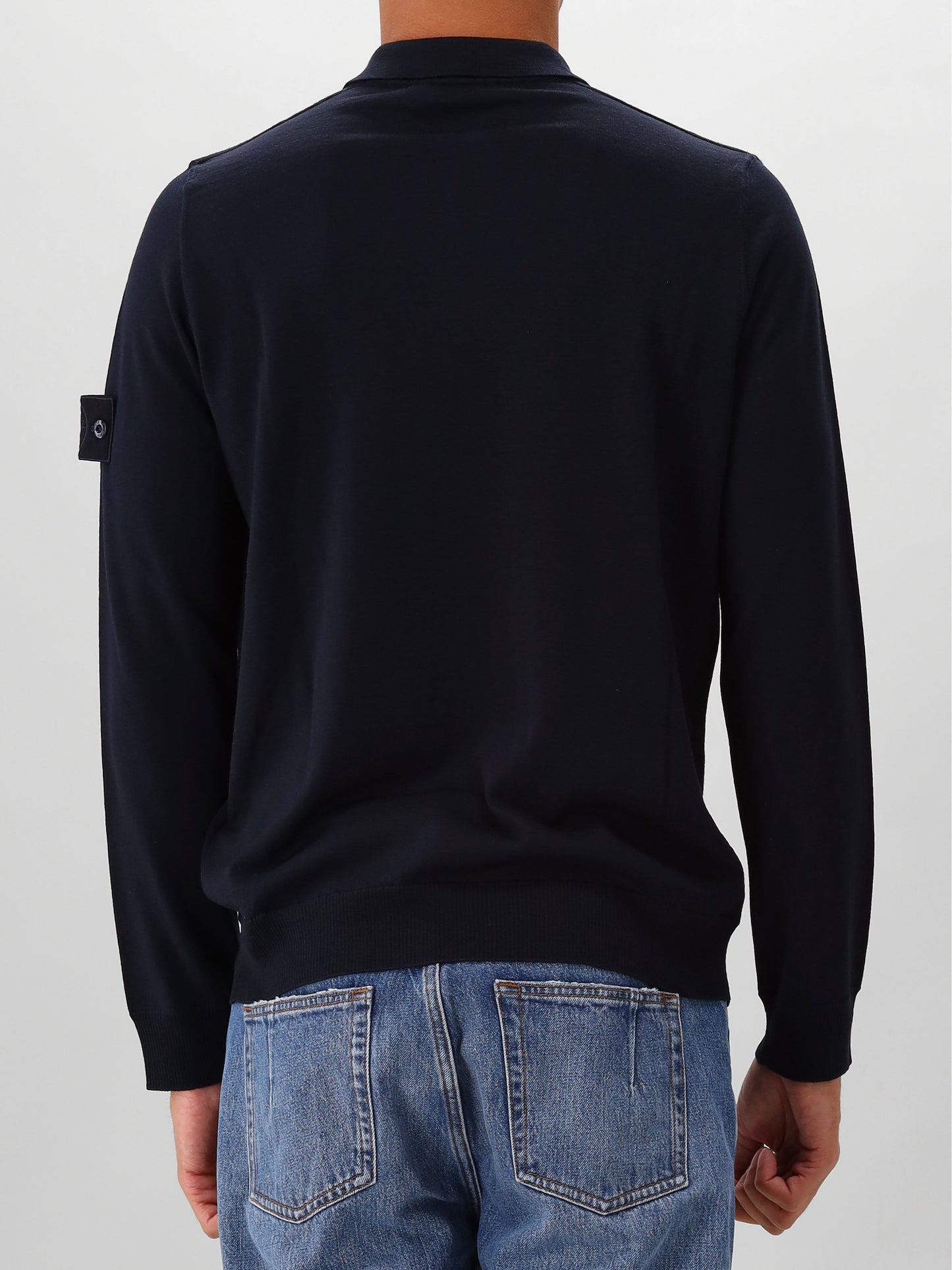 Stone Island Gebreide Longsleeve Polo Blauw