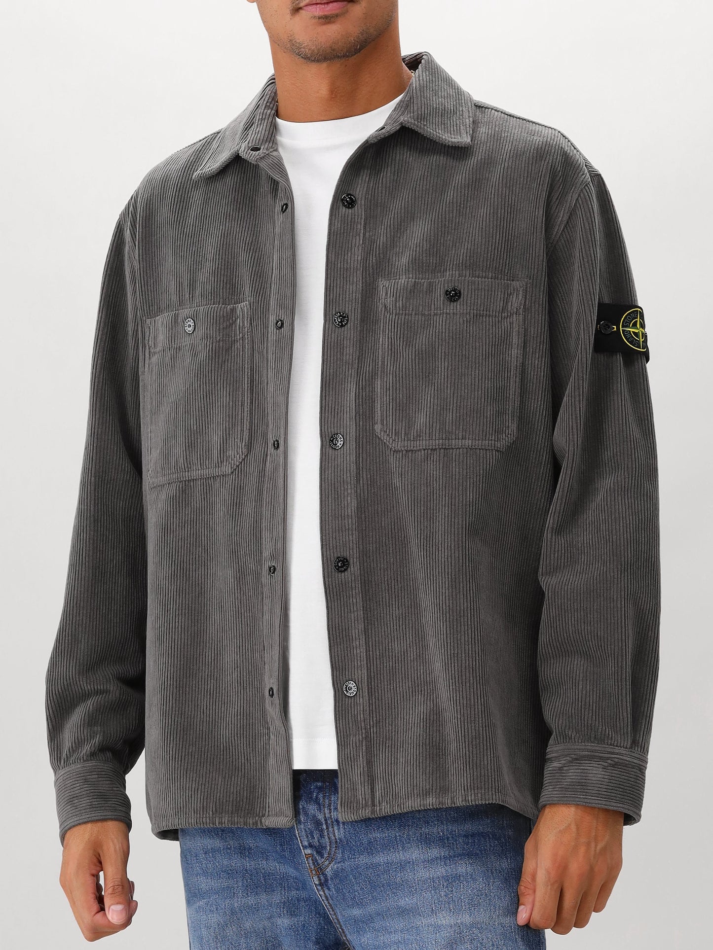 Stone Island Overshirt Corduroy Grijs