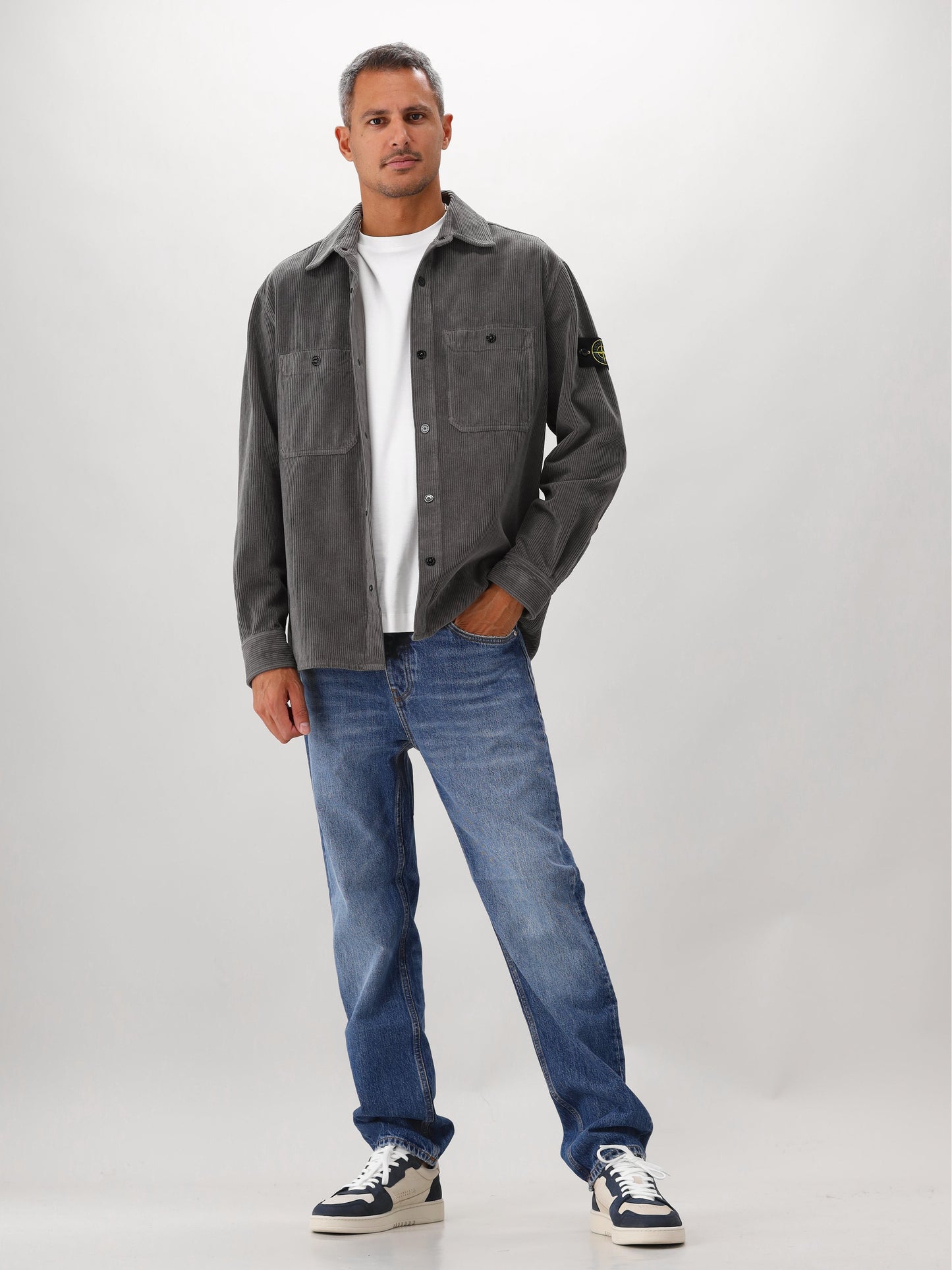 Stone Island Overshirt Corduroy Grijs