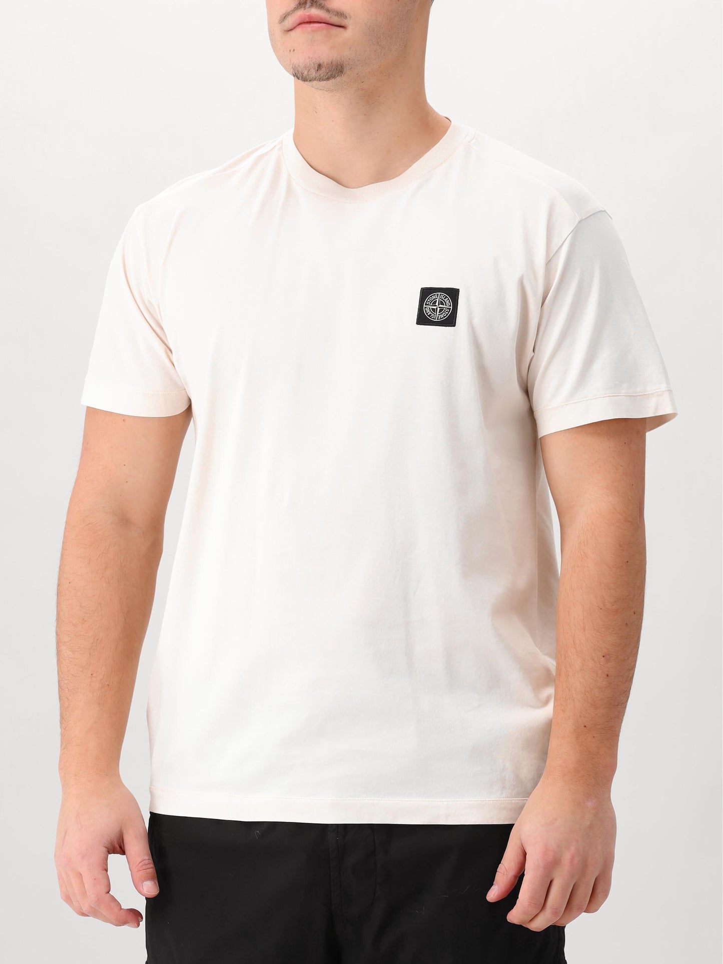 Stone Island T-shirt Beige Patch Logo