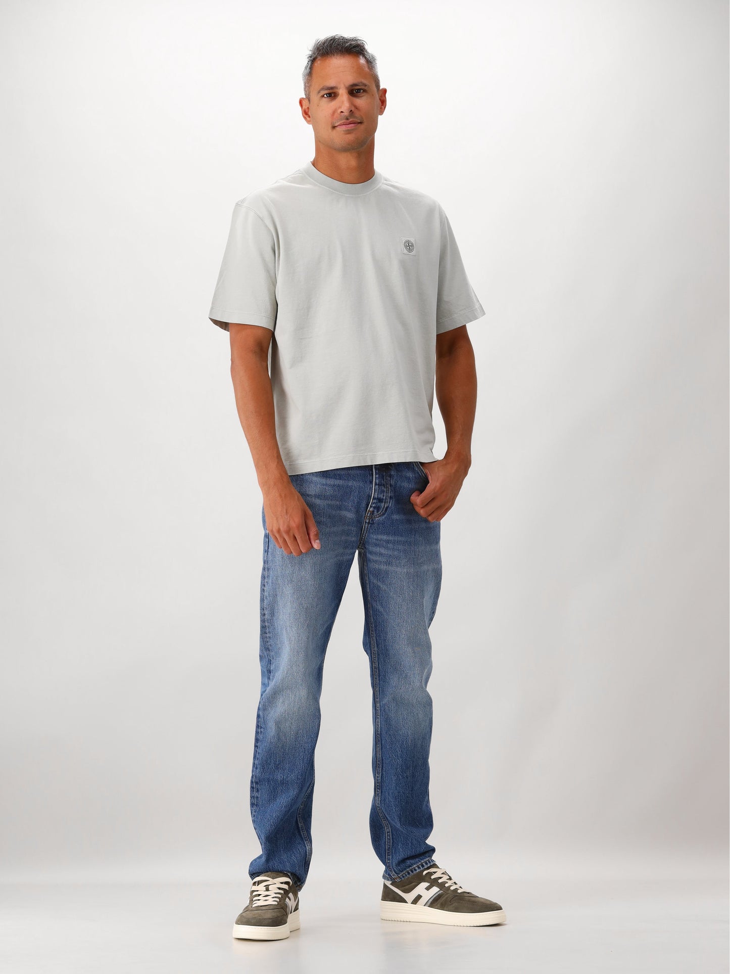 Stone Island T-shirt Grijs Patch Logo