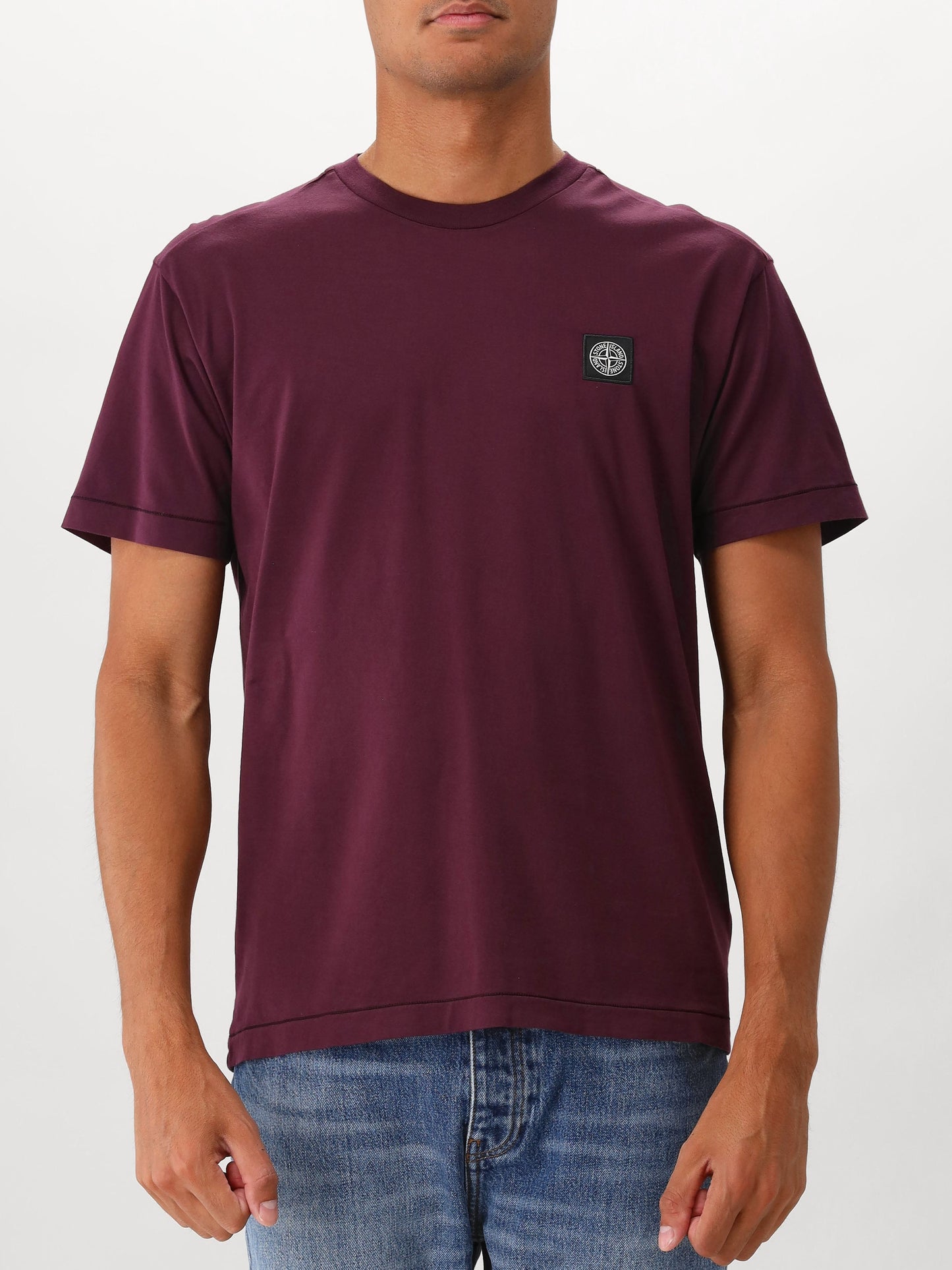 Stone Island T-shirt Paars Patch Logo