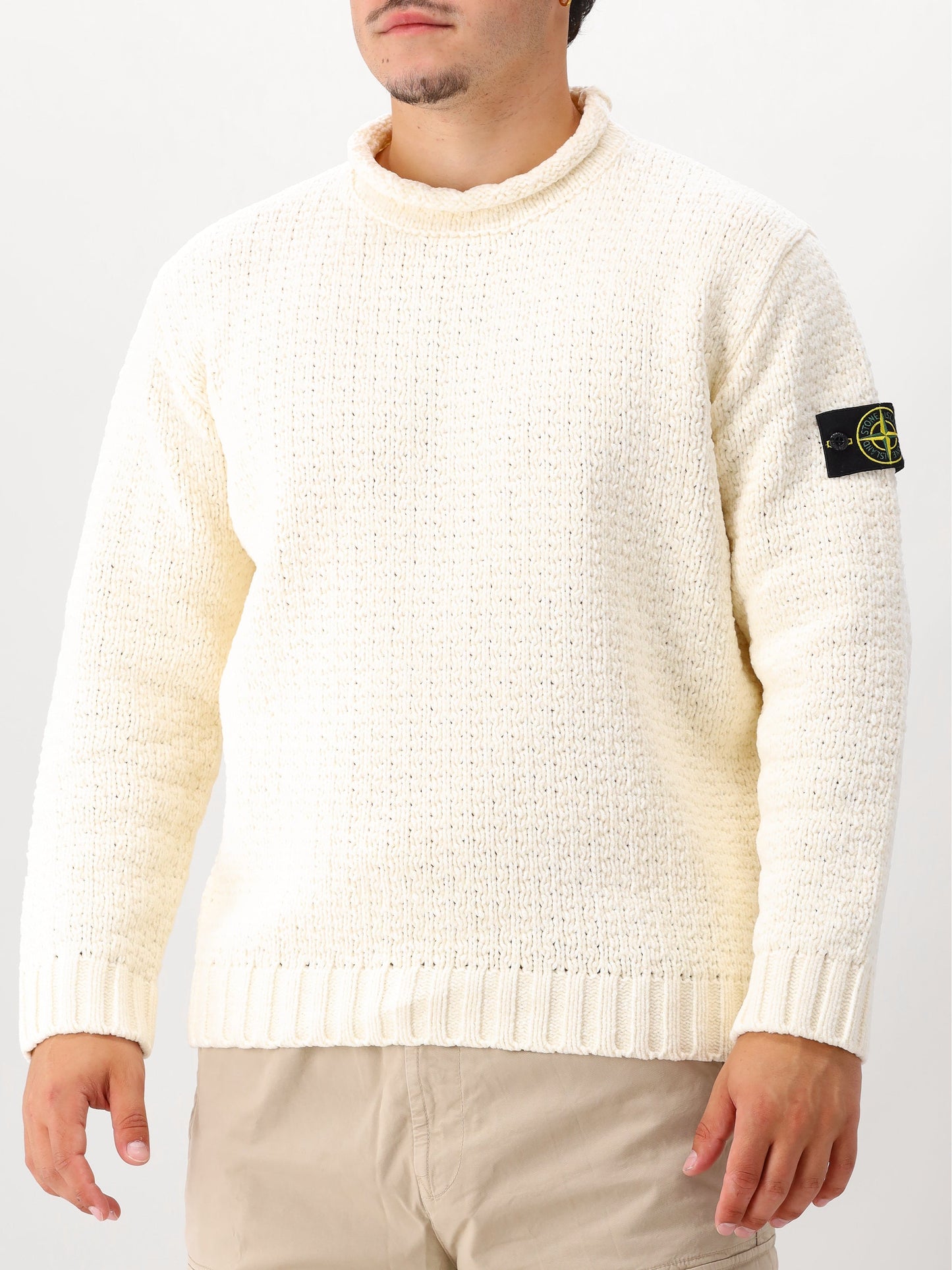 Stone Island Gebreide Trui Gebroken Wit