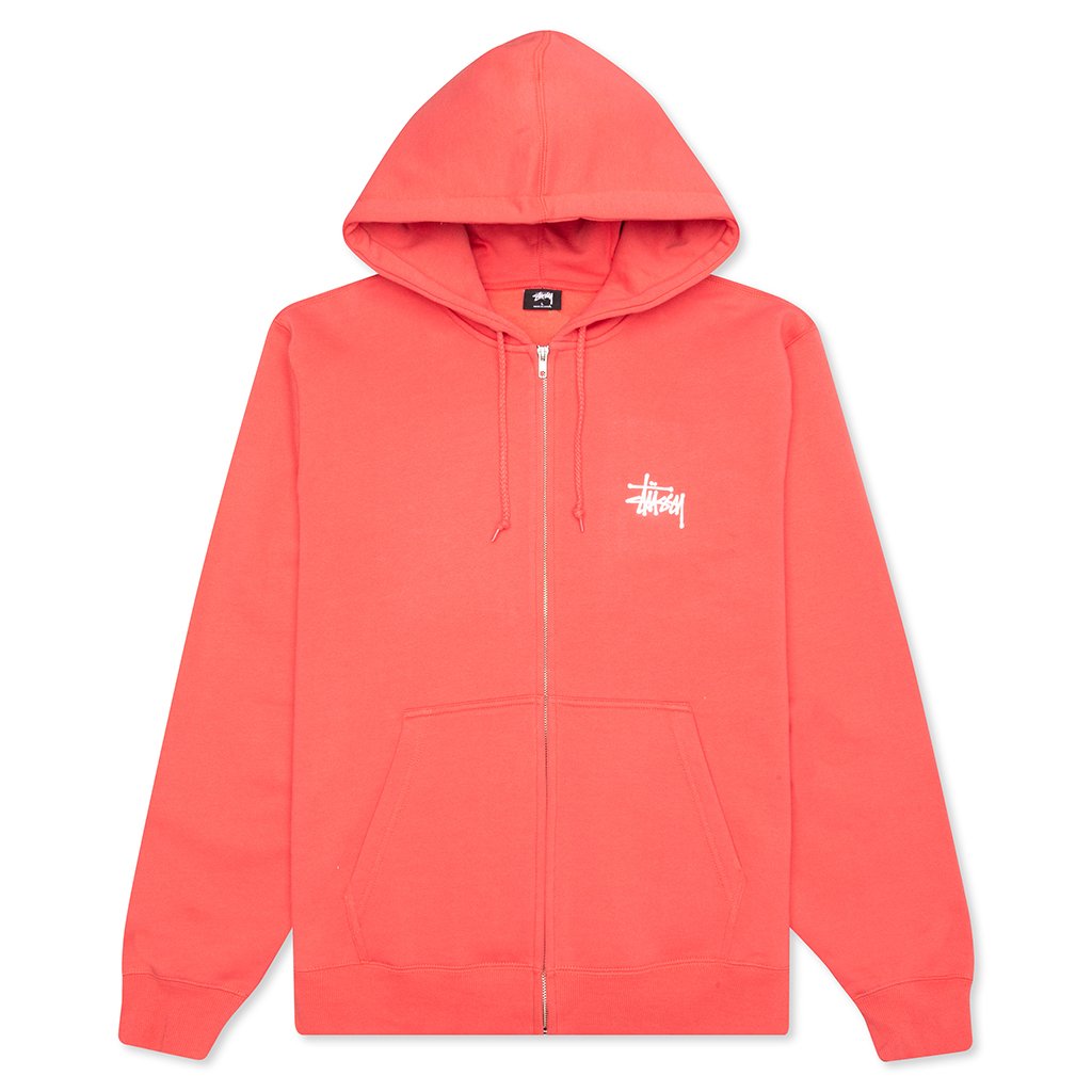 Basic Zip Hoodie - Pale Red