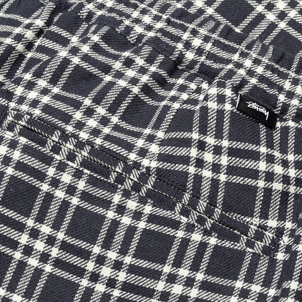 Plaid Linen Bryan Pant - Navy