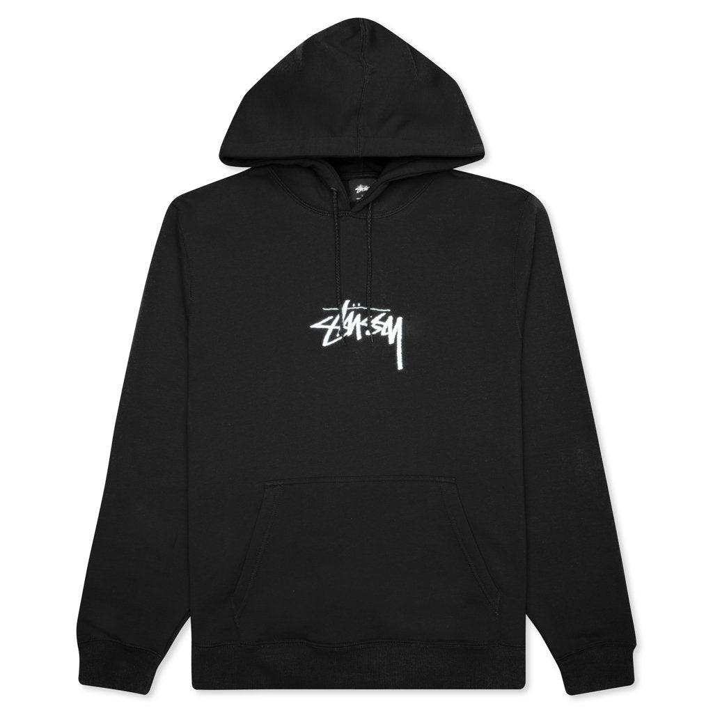 Stock Logo Applique Hoodie - Black