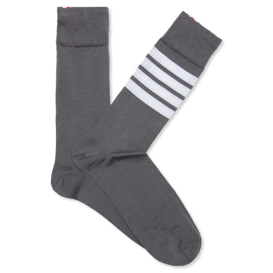 4 Bar Stripe Mid Calf Socks - Grey