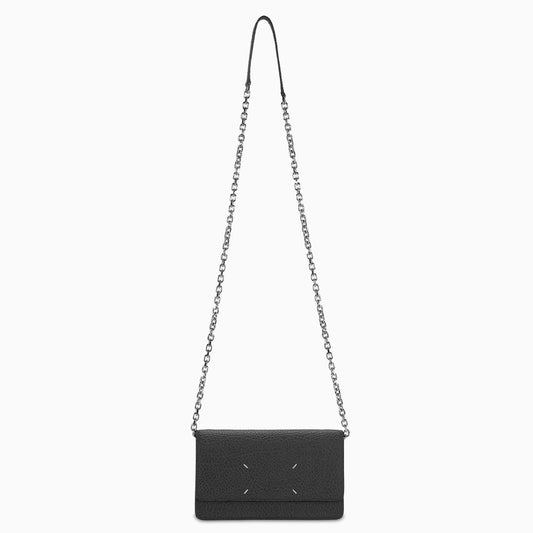 Leather Wallet on Chain Medium - Black