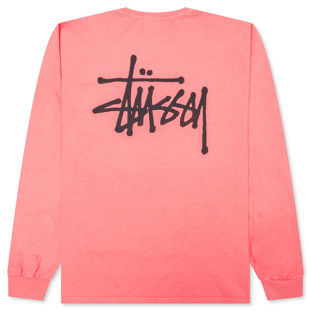 Basic Stussy Pigment Dyed L/S Tee - Coral
