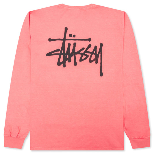 Basic Stussy Pigment Dyed L/S Tee - Coral