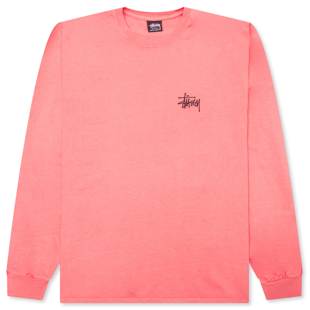 Basic Stussy Pigment Dyed L/S Tee - Coral