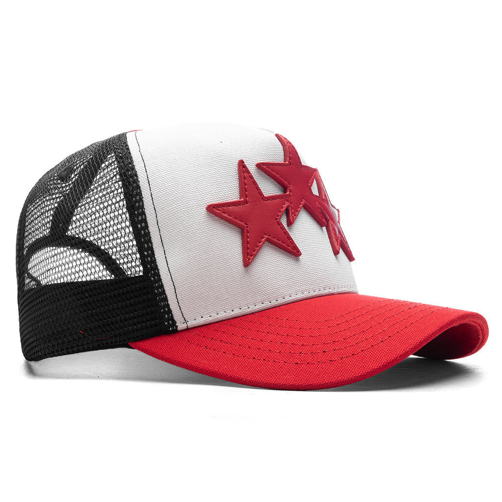 3 Star Trucker Hat - Red