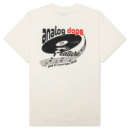 Feature x Analog Dope Spin Vinyl Tee - Cannoli Cream
